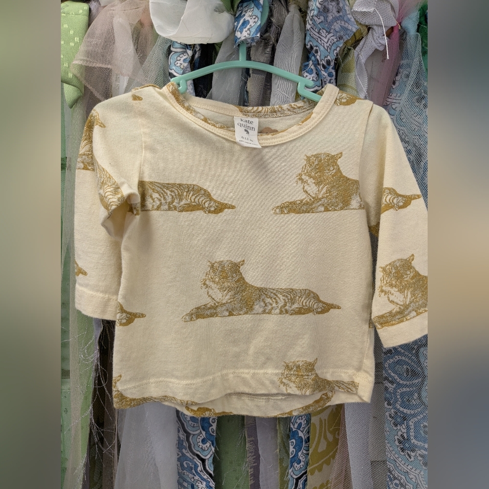 Kate Quinn Gold and Cream Long Sleeve Tiger Tee